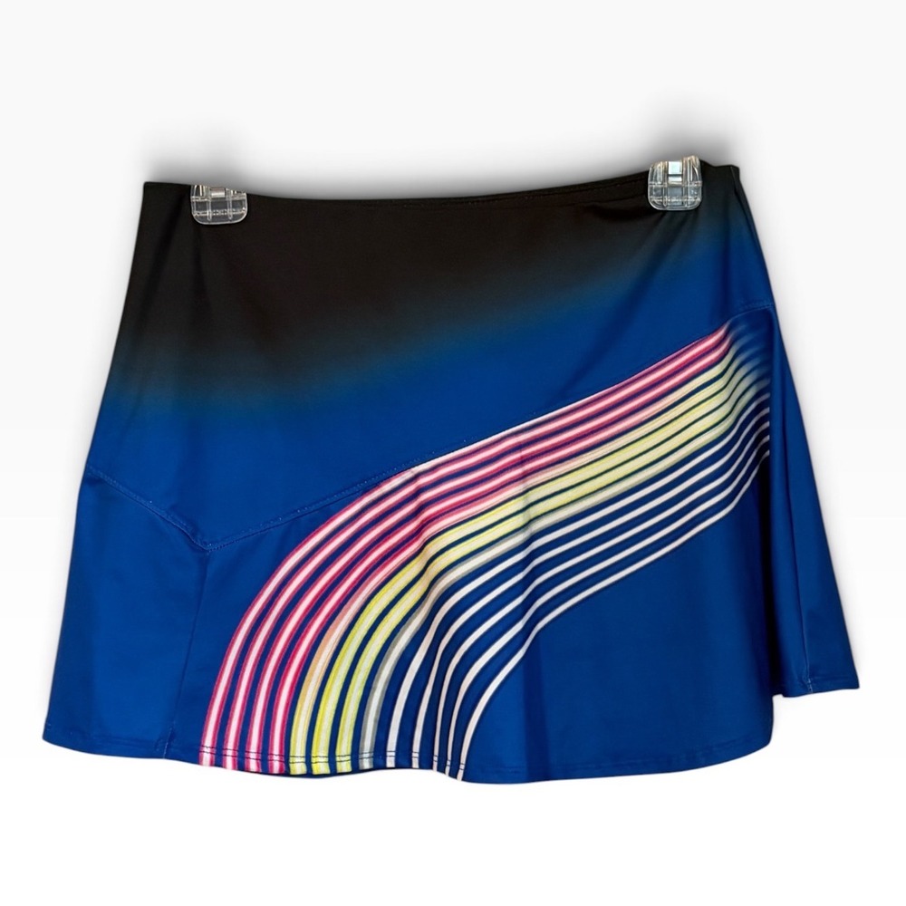 Lucky in Love Ombre Rainbow Tennis Skort Skirt Women Size M Blue Athletic Sporty